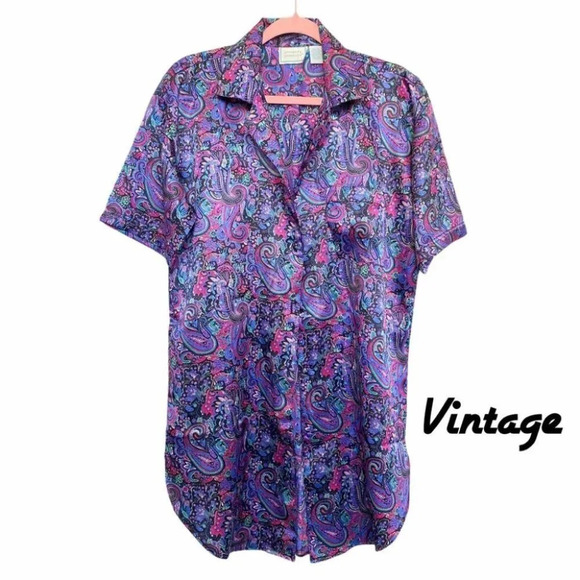 Intimate Moments Multicolor Paisley Button Up Top - Picture 1 of 8